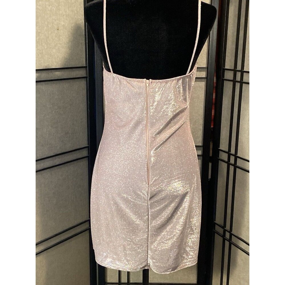 Windsor Spaghetti Strap Pink Shimmer Dress Size L Mini Party Ready Holiday Comfy - Picture 3 of 10